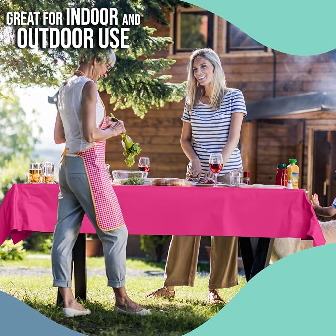 Party Solids Cerise Plastic Table Cover Roll 6 Pack 40" X 100' Table Cloth Plastic Cover Roll - Premium Quality Thick 0.5 MIL Banquet Rolls - Disposable Tablecloth Rolls - Image 3