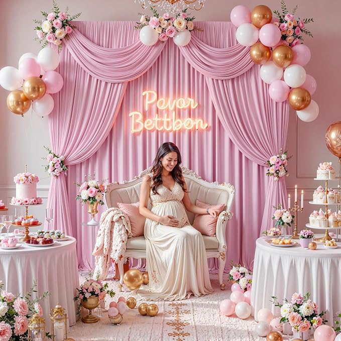 10 ft x 10 ft Pink Backdrop Curtains for Parties, Wrinkle Free Baby Pink Photography Backdrop Drapes for Wedding Grils Birthday Baby Shower Bridal Shower Party - Image 8