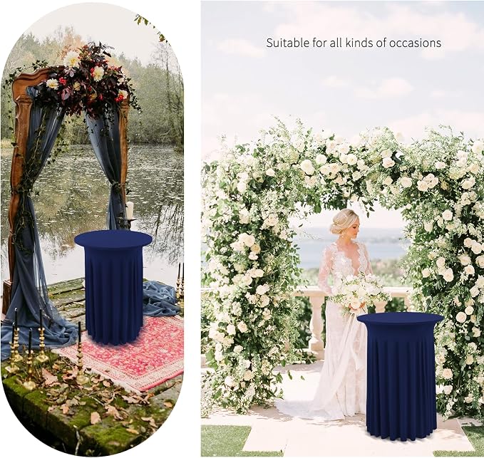 2 Pack Cocktail Stretch Table Skirt, Navy Blue, 32 x 43 inch - Image 6
