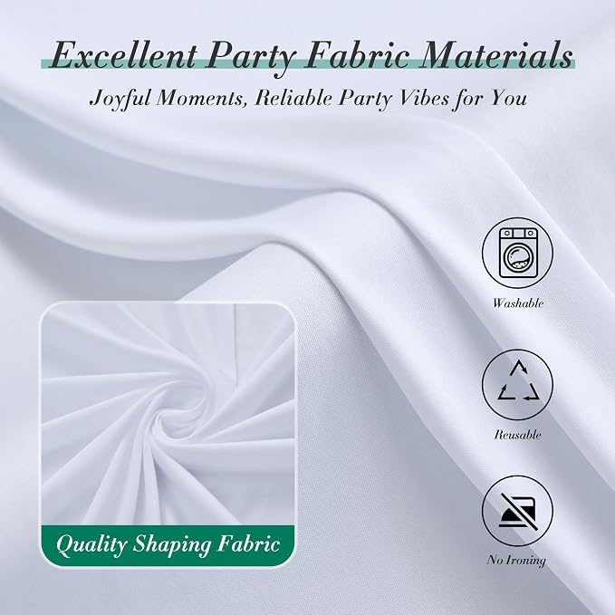40 ft x 10 ft Wrinkle Free White Backdrop Curtain for Wedding Parties, Polyester Photo Backdrop Drapes for Baby Shower Birthday Party Backdrop Stand, Bulk Thick Background Curtains, 5x10FT 8 Panels - Image 7