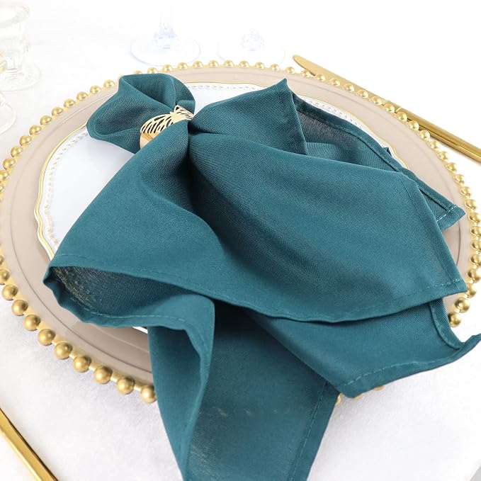 Tableclothsfactory Premium Pack of 5 Premium Peacock Teal 20" x 20" Washable Polyester Napkins Great for Wedding Party Restaurant Dinner Parties - Image 7