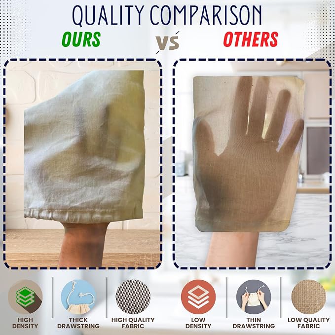 (10x12 in 200pcs) Single Drawstring Muslin Bags, Sachet Bags - Reusable & Washable Cotton Spice Bags for Cooking, Ideal Kitchen & Grocery Storage cloth bags, Reusable Produce Bags - Image 4