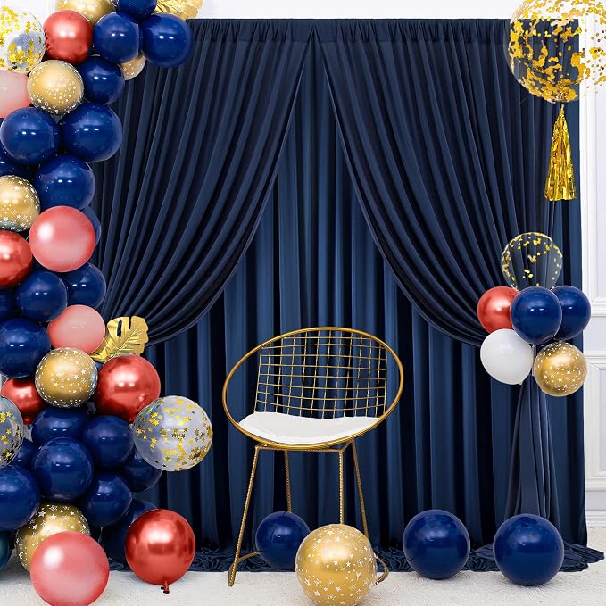 30ft×8ft Wrinkle Free Navy Blue Backdrop Curtains for Parties, 6 Panels 5ft×8ft Thick&Silky Polyester Navy Photo Backdrop Drapes Curtains for Graduation Party Baby Shower Birthday Wedding Photography - Image 7