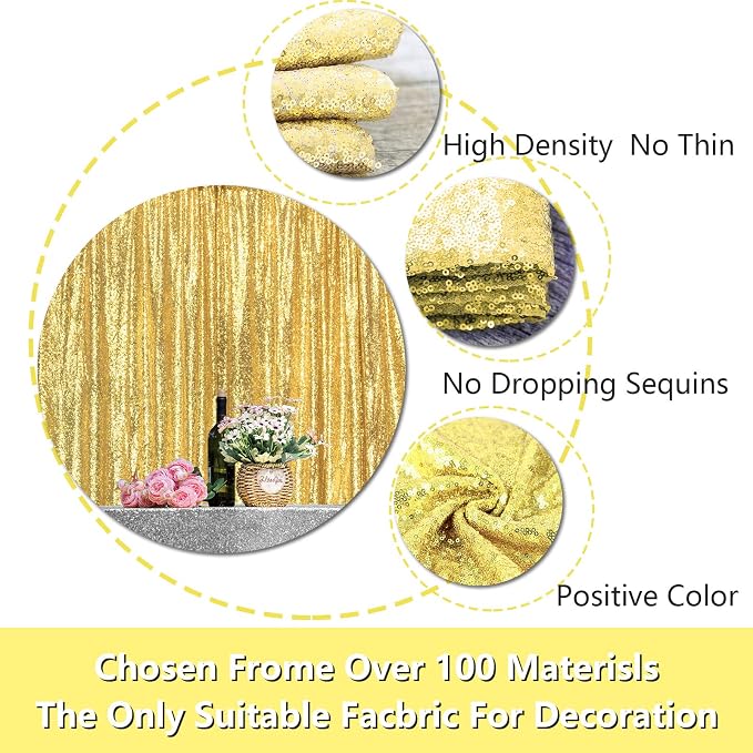 Gold Sequin Backdrop Curtains 4 Panels 2FTx8FT - Image 6