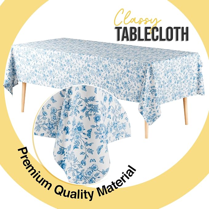 Exquisite 66% Thicker Floral Plastic Tablecloth Rectangle 54x108 Inch 12 Pack - Botanical Disposable Summer Table Cloth Tea Party Decorations - Greenery Table Cover Bridal Shower Wedding Spring - Image 3