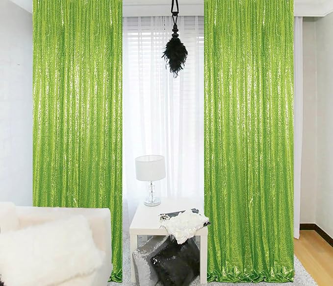 ShinyBeauty Olive Green Sequin Backdrop 4x10FT (4 Panels) - Image 6
