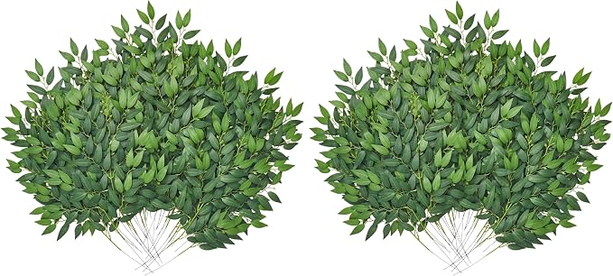 Serwalin 30Pcs Italian Ruscus Greenery Stems Artificial Greenery Leaves, 21.6'' Fake Plants Vines Hanging Garland for Wedding Arch Bouquet Table Centerpieces Home Decor (Pack of 2) by Serwalin