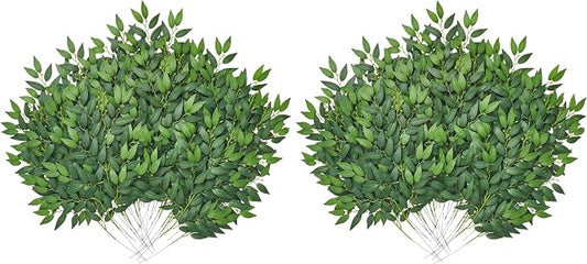 Serwalin 30Pcs Italian Ruscus Greenery Stems Artificial Greenery Leaves, 21.6'' Fake Plants Vines Hanging Garland for Wedding Arch Bouquet Table Centerpieces Home Decor (Pack of 2) by Serwalin