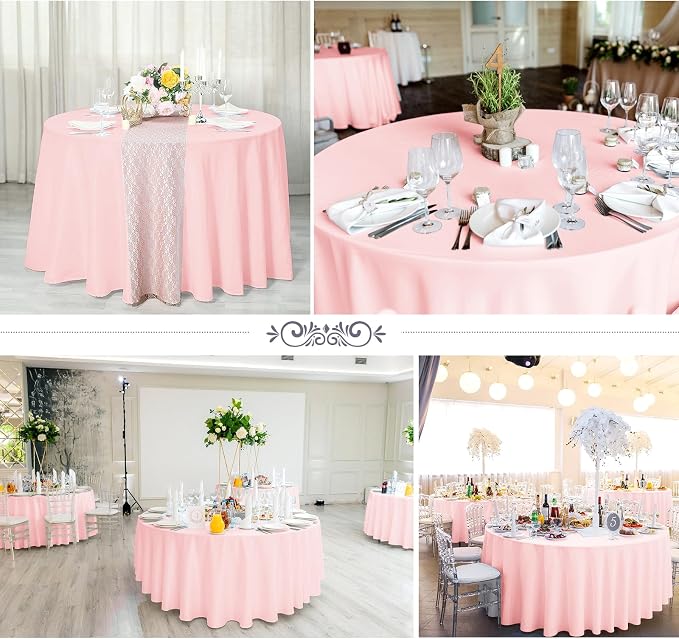 YMHPRIDE 6 Pack Round Tablecloths - Pink, 90 Inch Polyester Round Table Cloth, Washable Fabric Table Covers for Wedding, Party, Dining, Banquet - Image 7