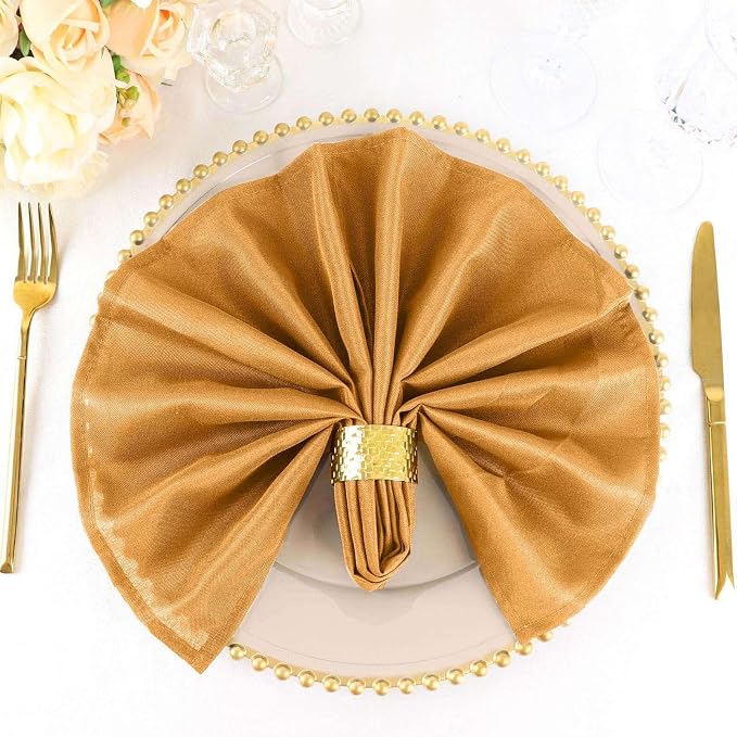 Tableclothsfactory Premium Pack of 100 Premium Gold 20" x 20" Washable Polyester Napkins Great for Wedding Party Restaurant Dinner Parties for Party & Decorations by TABLECLOTHSFACTORY