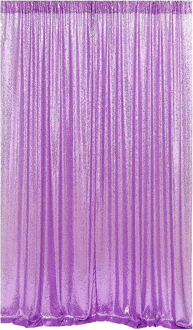 Lavender Sequin Backdrop Curtains, 2FTx8FT, 4 Panels - Image 2