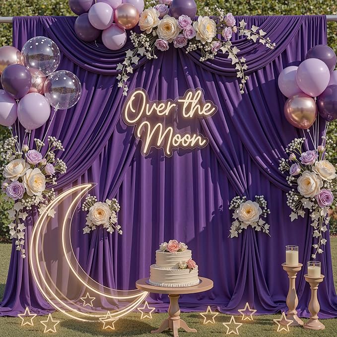 40x10ft Purple Backdrop Curtains for Parties, 8 Panels 5x10ft Wrinkle-Free Polyester Background Curtains for Wedding, Birthday, Baby Shower,Graduation, Decorations - Image 3