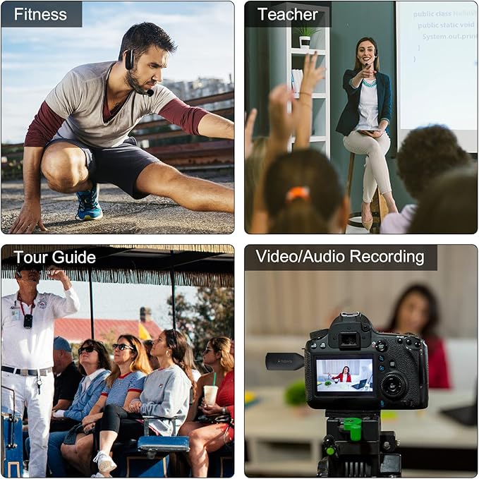 Generic Wireless Microphone Headset, 160ft Range,UHF Wireless Mic Headset and Handheld 2 in 1,Rechargeable, for Voice Amplifier,phone,PA System,Video Recording and Any AUX Audio Devices, Black