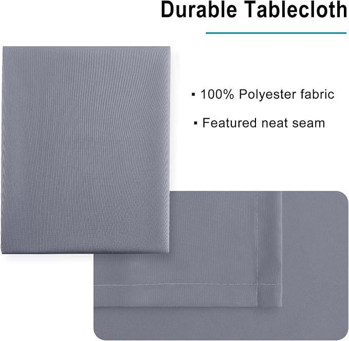 Hiasan Light Gray Rectangle Tablecloth, 60 x 84 inch, 1 Pack | Waterproof, Spillproof, Wrinkle Resistant, Washable Polyester Table Cloth for Dining/Party/Kitchen/Outdoor Picnic - Image 4