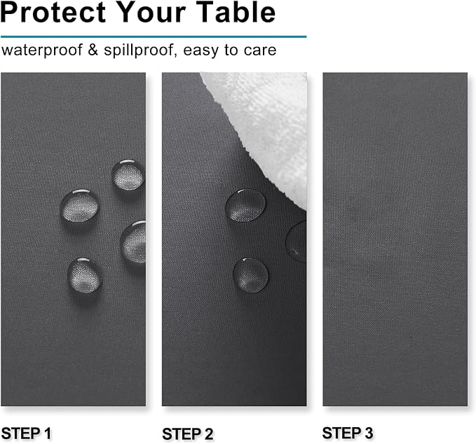 Hiasan 2 Pieces Square Tablecloth, 40 x 40 Inch, Grey | Waterproof, Spillproof, Washable Polyester Table Cloth for Dining Room/Party/Wedding/Restaurant/Outdoor Picnic - Image 3