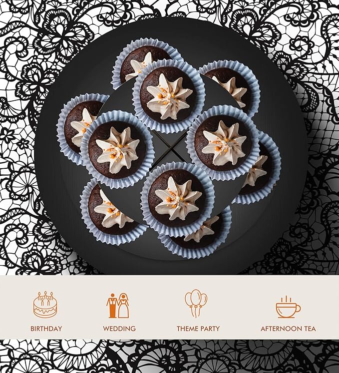 2 Pack Cupcake Stand Tower, BLISSUR Black 3 Tier Cupcake Stand, Cardboard Dessert Cupcake Stand Holder for Parties, Tiered Cupcake Stand (Black)