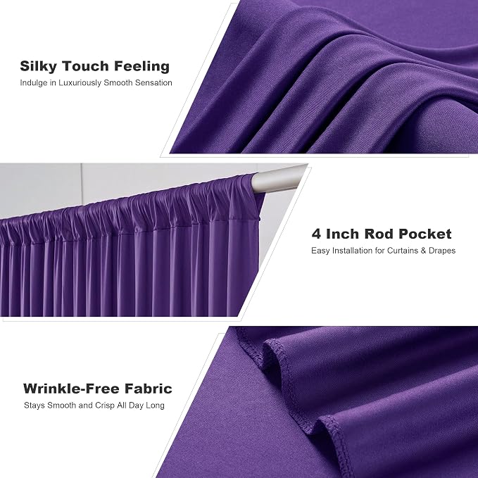 40x10ft Purple Backdrop Curtains for Parties, 8 Panels 5x10ft Wrinkle-Free Polyester Background Curtains for Wedding, Birthday, Baby Shower,Graduation, Decorations - Image 5