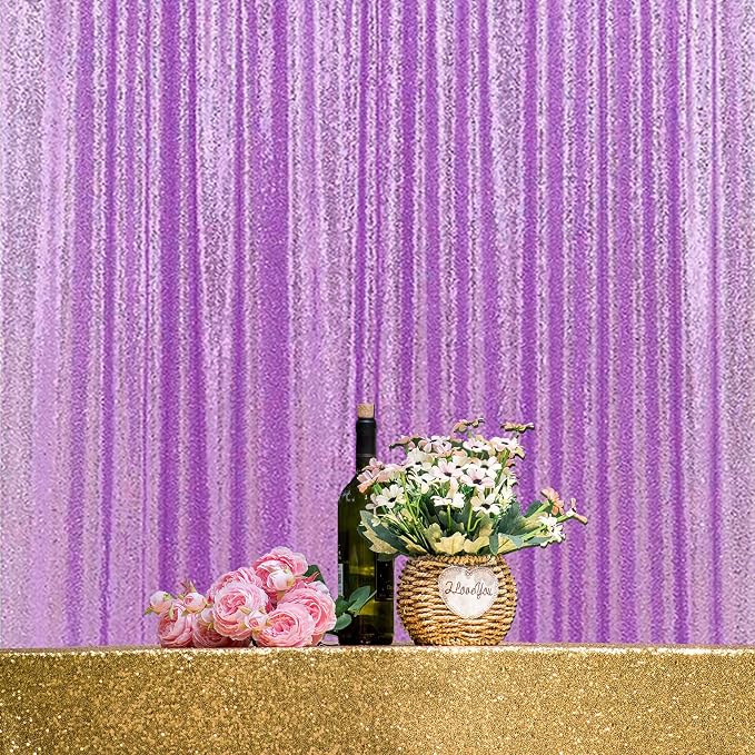 Lavender Sequin Backdrop Curtains, 2FTx8FT, 4 Panels - Image 6