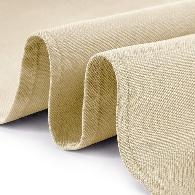 Lann's Linens - 10 Premium 90" Round Tablecloths for Wedding/Banquet/Restaurant - Polyester Fabric Table Cloths - Beige - Image 3