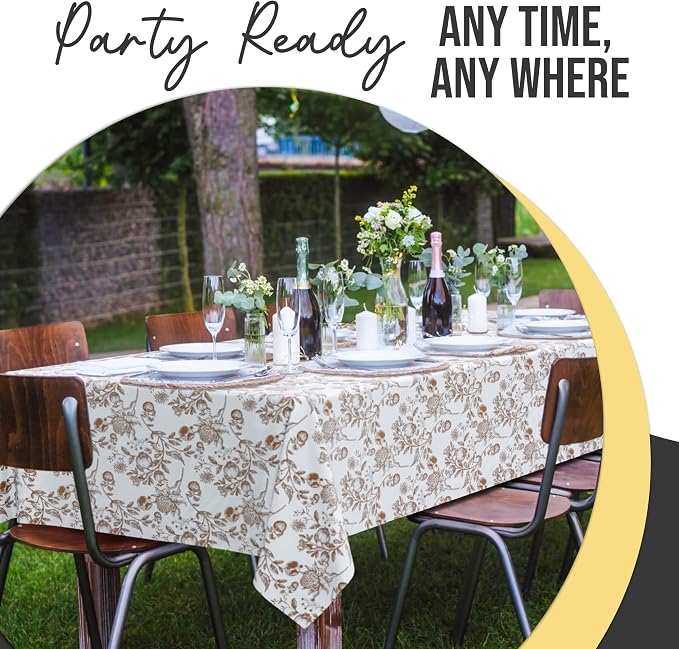 Exquisite 66% Thicker Floral Plastic Tablecloth Rectangle 54x108 Inch 6 Pack - Pomegranate Disposable Summer Table Cloth Tea Party Decorations - Fruit Print Table Cover Bridal Shower Wedding Fall - Image 5
