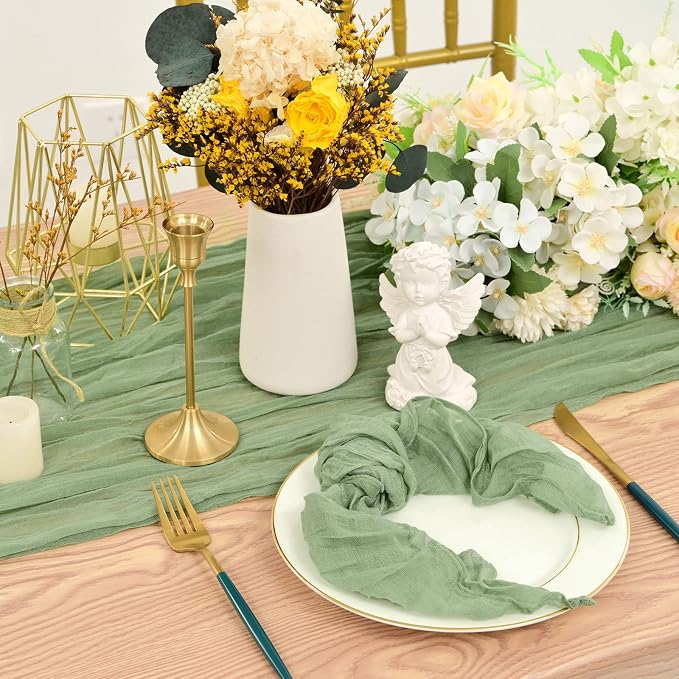 fani 60 Pack Gauze Cheesecloth Napkins, 20 x 20 in, Sage Green | Wrinkled Table Napkins, Soft Cotton, Rustic Decorative, Weddings, Party, Dinner Table, Everyday Use - Image 6