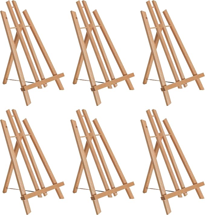 U.S. Art Supply 14" Medium Tabletop Display Easel - Beechwood, Pack of 6 | Artist Wooden A-Frame Display Stand, Easel for Painting, Canvas Stand, Classrooms Events Photo Picture Sign Holder by USArtSupply