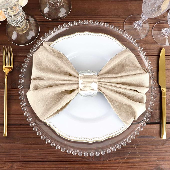 Efavormart Premium Cloth Napkins Set of 10, 20x20 Inch Nude Beige Seamless Dinner Napkins, Washable Linen Table Napkin Cloth with Hemmed Edges for Weddings, Party and Banquet - Image 5