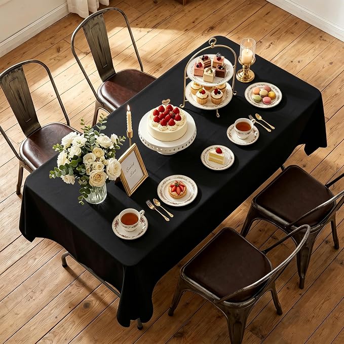 BIGTONE Rectangle Tablecloths, Black, 70 x 120 Inch, 6 Pack | Polyester, Stain & Wrinkle Resistant, Washable, For Dining, Party, Buffet & Camping - Image 5