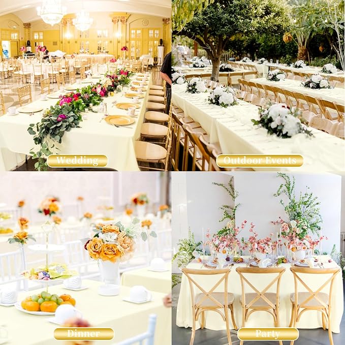 Showgeous 60x102 Inch Beige Rectangle Tablecloth 6 Pack Fit 6FT Table | Stain Rectangule Polyester Table Cloth Wrinkle Resistant Washable Fabric Table Covers for Wedding Dining Parties - Image 7