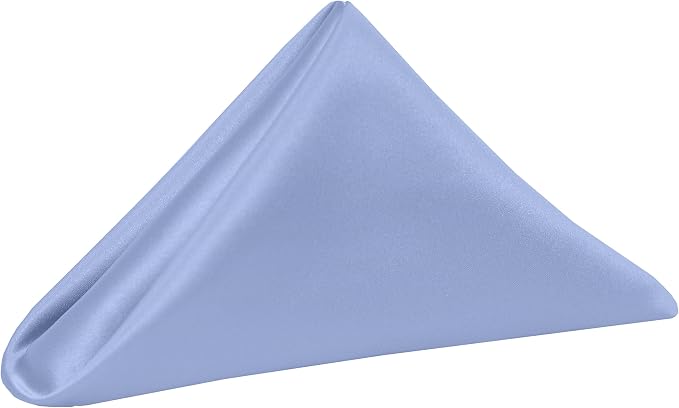 Ultimate Textile 17x17-Inch Satin Cloth Napkins, Periwinkle, Set of 12 | Bulk Case of 1 Dozen, Bridal, Square, 100% Polyester Fabric, Matte Satin, Also Known as Lamour, Soft Luster, Seamless, Blue by UltimateTextile