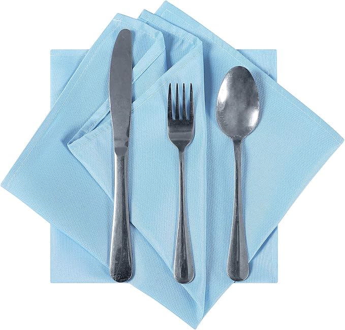 Cloth Napkins 20x20 inch Washable Polyester Dinner Napkins Soft Table Napkins for Wedding Party Dining Banquet(Blue Mist,100PCS) - Image 4