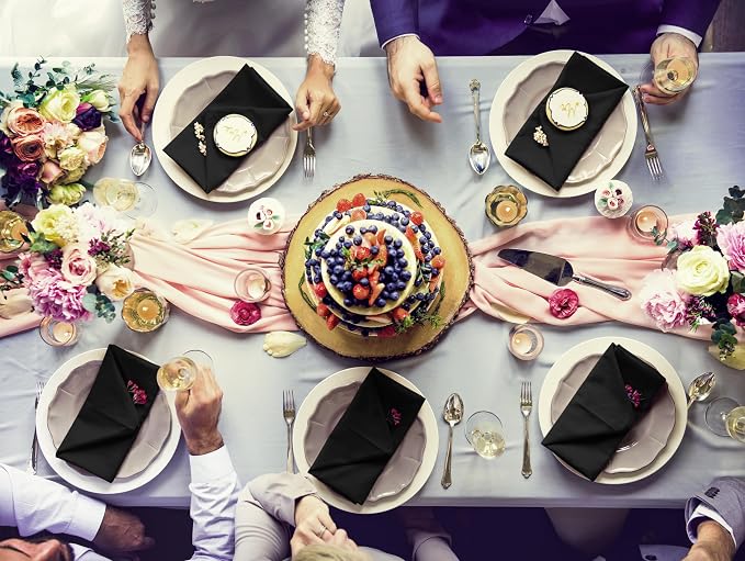 Utopia Home [12 Pack, Black] Cloth Napkins 20x20 Inches, 100% Polyester | Hemmed Edges, Washable and Reusable Ideal for Parties, Weddings and Dinners - Image 9