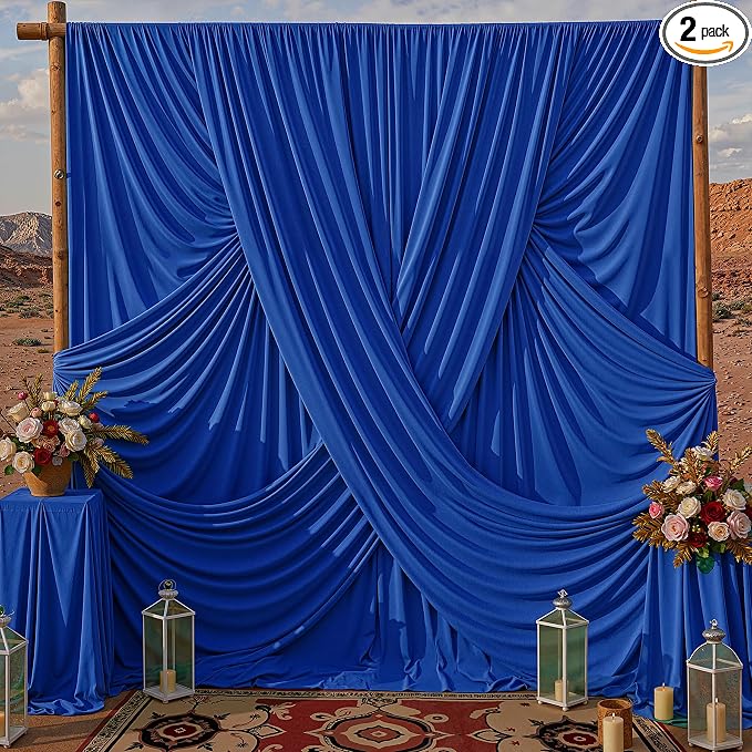 10x10ft Royal Blue Backdrop Curtains for Parties, 2 Panels 5x10ft Wrinkle-Free Polyester Background Curtains for Wedding, Birthday, Baby Shower,Graduation, Decorations by Gogoparti