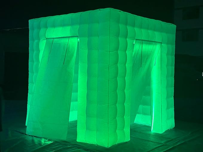 SAYOK Portable Inflatable Photo Booth Enclosure (White, Two Door, 8.2x8.2x8.2ft) Inflatable Photo Booth with Air Blower and Remote Controller Booth Tent Backdrop for Wedding, Event, Anniversary, Party