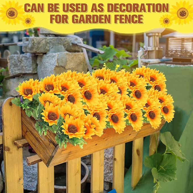 Roshtia 30 Bunches Sunflower Artificial Flowers, Each with 7 Heads, 11.8'' High Bride Holding Silk Bouquet Sunflower Decor Centerpieces for Tables Party Wedding Home Decor Craft - Image 4