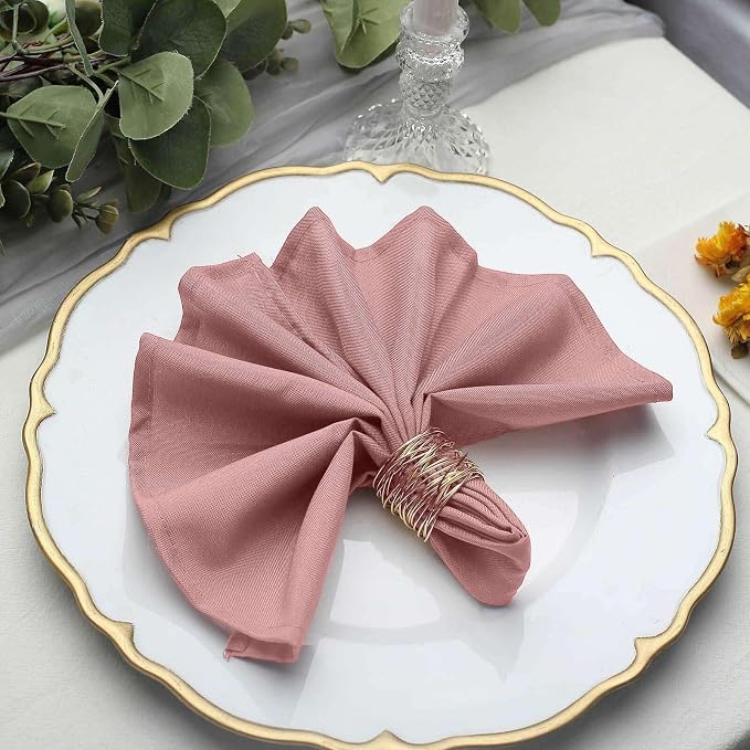 Tableclothsfactory Premium Pack of 100 Dusty Rose Premium 17" x 17" Washable Polyester Napkins Great for Wedding Party Restaurant Dinner Parties for Party & Decorations - Image 2