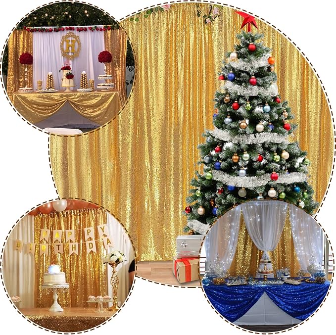 Gold Sequin Backdrop Curtains 4 Panels 2FTx8FT - Image 4