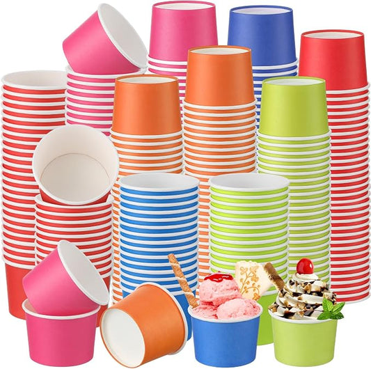 Honeydak 400 Pack 5 Oz Ice Cream Cups Disposable Paper Party,Candy Colors | Snacks Sundae Containers for Wedding Birthday Party Supplies, Small Dessert Cups Bulk for Serving Frozen Yogurt Gelato by Honeydak
