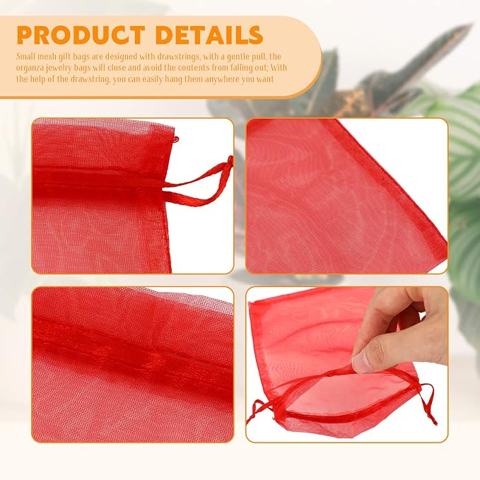Kigeli 1000 Pcs 4 x 6 Inch Sheer Organza Gift Bags Bulk Wedding Favor with Drawstring Small Jewelry Bags Drawstring Candy Organza for Party Baby Shower Favors - Image 3
