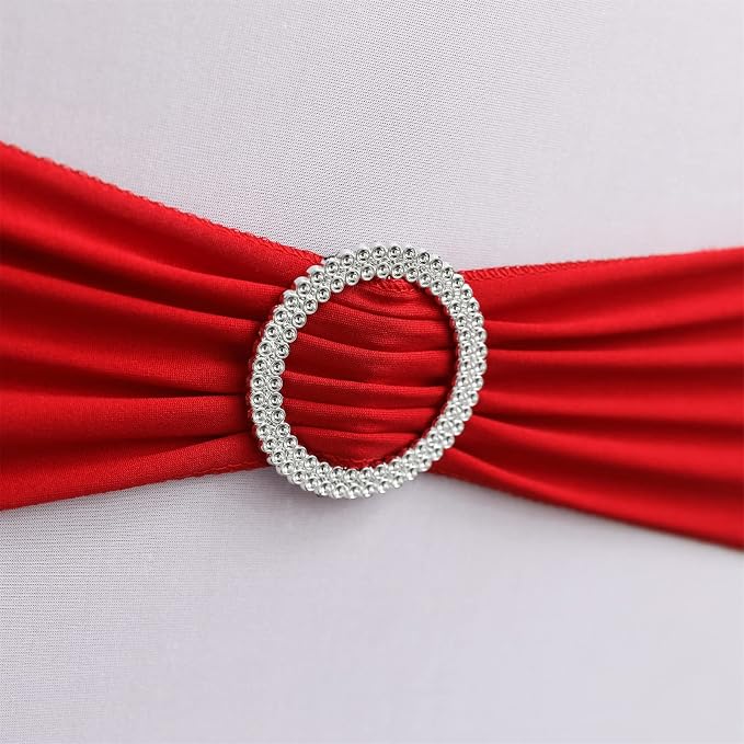 Dimatic Spandex Chair Sashes Bands 100PCS Stretch Chair Cover Ties Bows with Buckle Slider Wedding Party Reception Banquet Decoration (Burgundy) - Image 2
