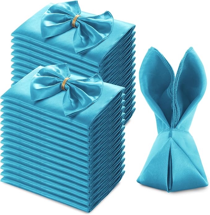 MILVOWOC 72 Pack Square Teal Satin Napkins 20 x 20 Inch | Soft Silk Dinner Napkins, Smooth Decorative Table Napkins, Washable & Reusable Cloth, For Weddings Dinner Restaurant Party by MILVOWOC