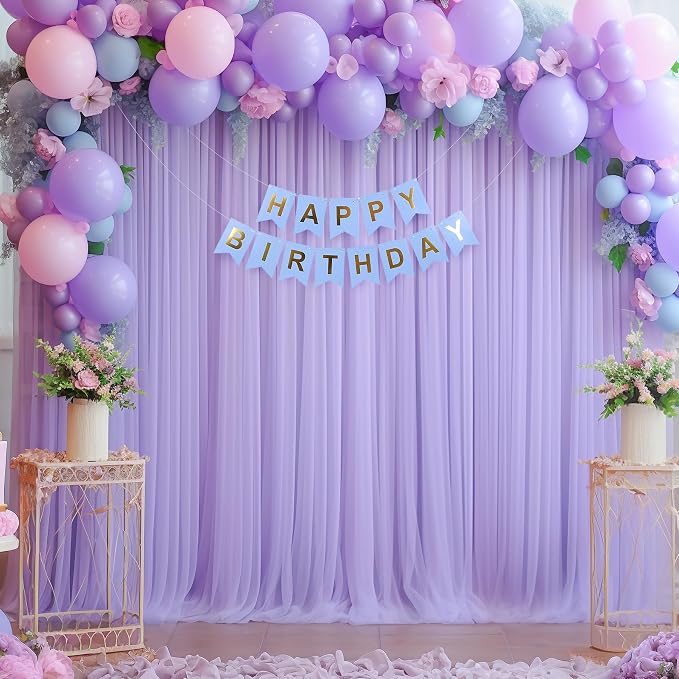 10x10 Purple Tulle Backdrop Curtains for Parties, Sheer Backdrop Curtain Wedding Photo Background Drapes for Baby Shower Photography Birthday Party - Image 8