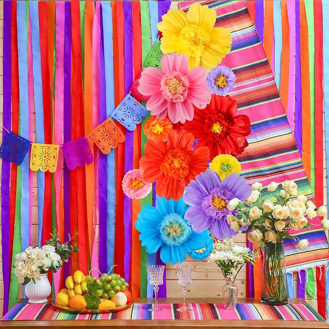 Crowye 12 Pcs Large Tissue Paper Flower Decor,10'' 20'',Cute Color | Giant Craft Crepe Paper Flower, Colorful, for Wall Decorations Backdrop Mexican Wedding Birthday Carnival School Party - Image 5