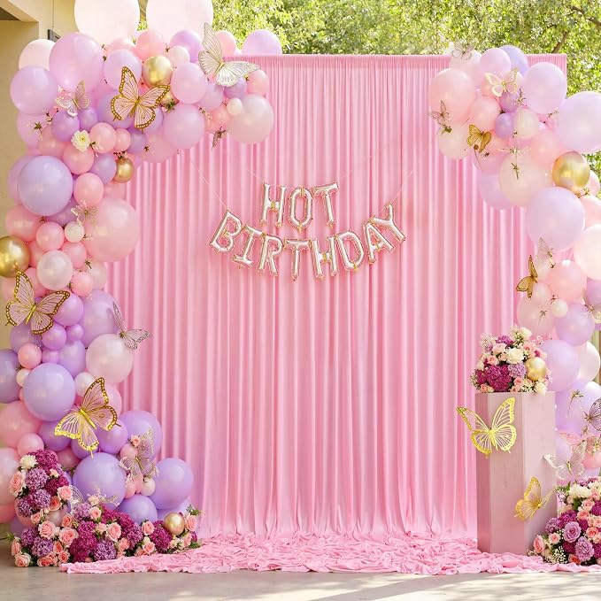40ft x 10ft Wrinkle Free Pink Backdrop Curtain for Parties, 8 Panels 5×10ft Silky Polyester Light Pink Photo Backdrop Drapes Back Drop Cloth for Girl Party Birthday Gender Reveal Wedding Photography - Image 9