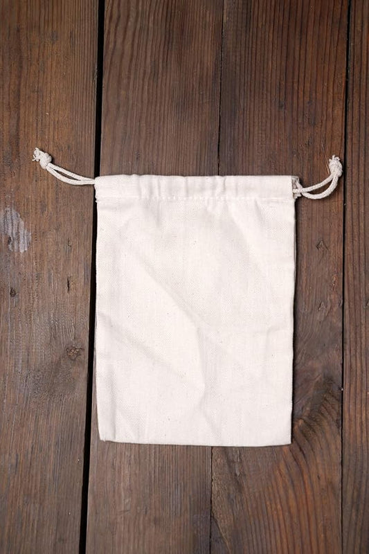 8"x10" COTTON DOUBLE DRAWSTRING MUSLIN BAGS (natural color)- Set Of 25 by CustomBagSupplies