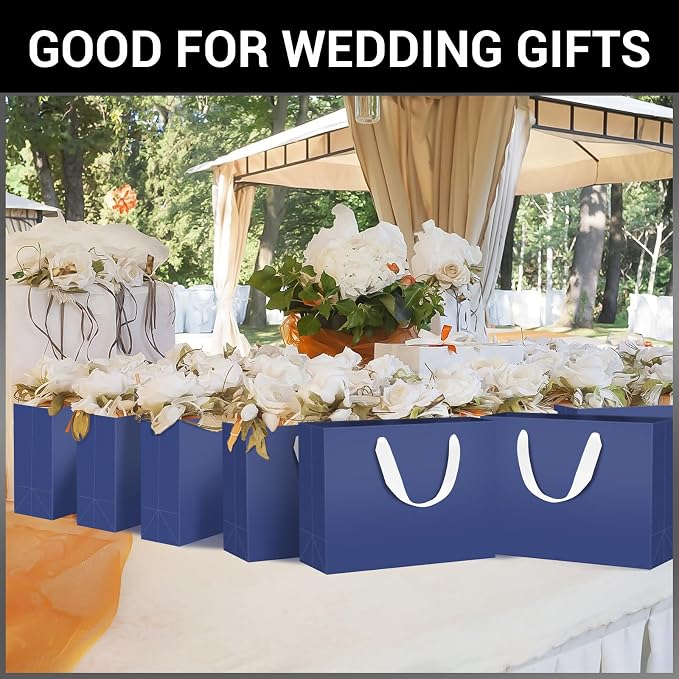 EUSOAR Royal Blue Gift Bags, 20 Pack 16x6x12 Inches Kraft Paper With Handles, Wedding Party Favor, Shopping for Merchandise, Retail, Business, Craft Grocery, Boutique - Image 5