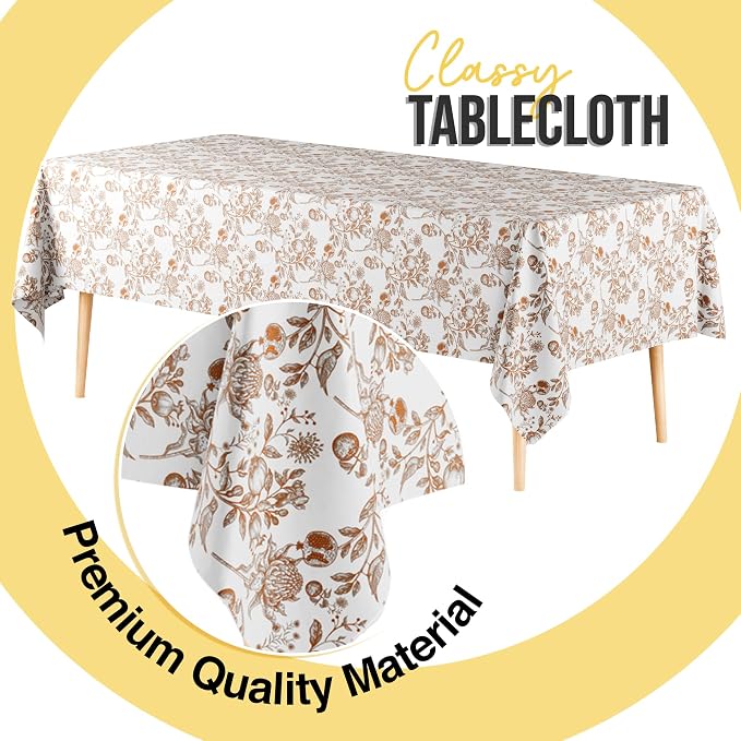 Exquisite 66% Thicker Floral Plastic Tablecloth Rectangle 54x108 Inch 6 Pack - Pomegranate Disposable Summer Table Cloth Tea Party Decorations - Fruit Print Table Cover Bridal Shower Wedding Fall - Image 3