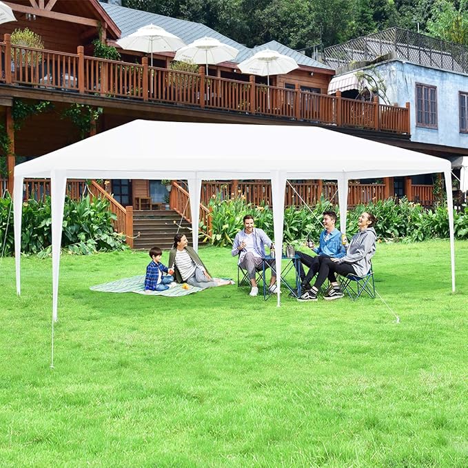 Tangkula Outdoor 10 x 20 Feet Canopy Tent, Party Wedding Tent with Removable Walls, Portable Canopy Shelter Gazebo Pavilion for Event, Backyard, White Tent w/Carry Bag (4 Sidewalls)