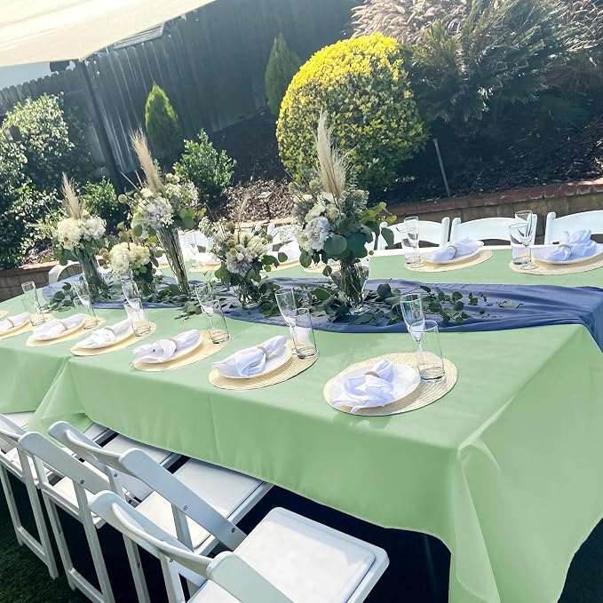 6 Pack Tablecloth 60 x 126 inch Polyester Table Cloth for 8 Foot Rectangle Tables,Stain and Wrinkle Resistant Washable Fabric Table Covers Polyester Sage Green Tableclothes for Wedding,Party,Banquet - Image 7