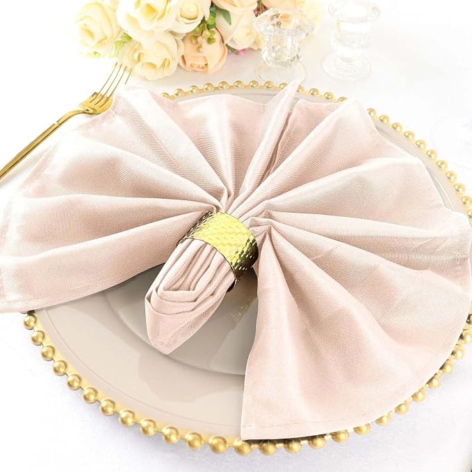 Efavormart Premium Cloth Napkins Set of 10, 20x20 Inch Blush Seamless Dinner Napkins, Washable Linen Table Napkin Cloth with Hemmed Edges for Weddings, Party and Banquet - Image 2